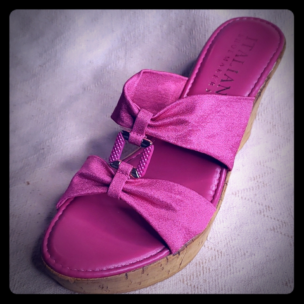 Italian Shoemakers Pink Platform Sandals, 8.5